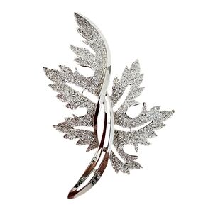 Trifari Vintage Brooch Pin leaf silver tone